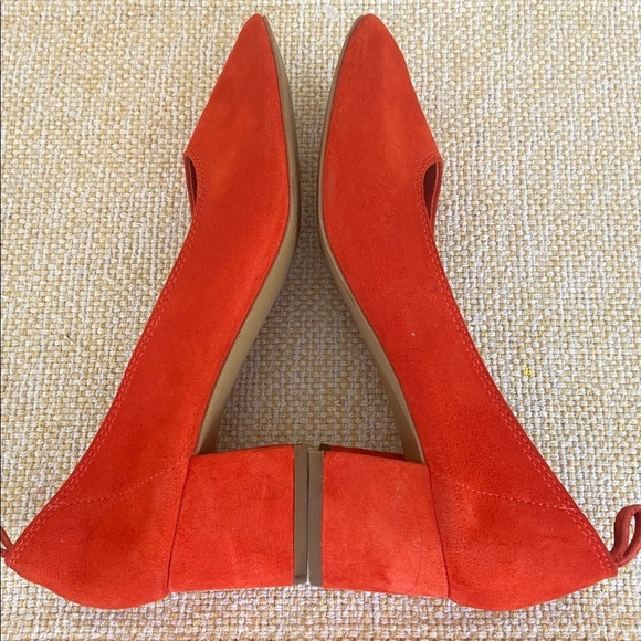 & Other Stories- Women Suede Ballet Pumps Block Heel Orange - Picture 7 of 11
